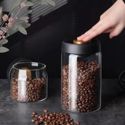 image-Vacuum Sealed Jug Set Black Coffee Beans Glass Airtight Canister Kitchen Food Grains Candy Keep Good Storage Jar Set Kitchen Gadgets