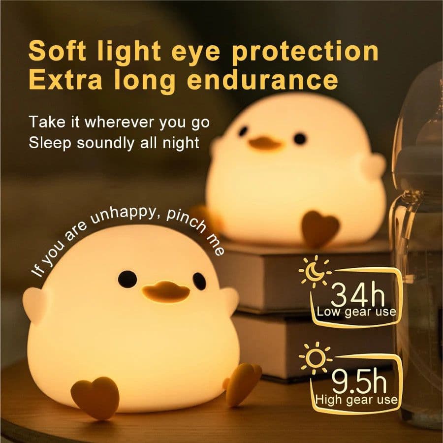 image-Doudou Duck Silicone Alarm Lamp Ambience Light Bedroom Bedside Lamp Usb Charging With Sleeping Night Light