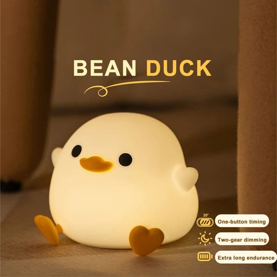 image-Doudou Duck Silicone Alarm Lamp Ambience Light Bedroom Bedside Lamp Usb Charging With Sleeping Night Light