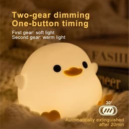 image-Doudou Duck Silicone Alarm Lamp Ambience Light Bedroom Bedside Lamp Usb Charging With Sleeping Night Light