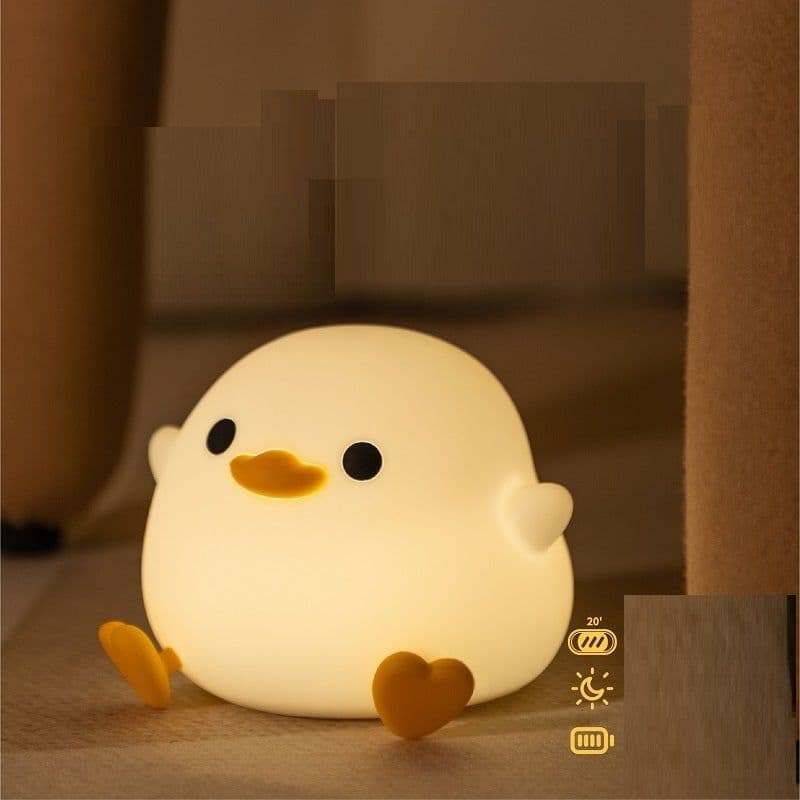 image-Doudou Duck Silicone Alarm Lamp Ambience Light Bedroom Bedside Lamp Usb Charging With Sleeping Night Light