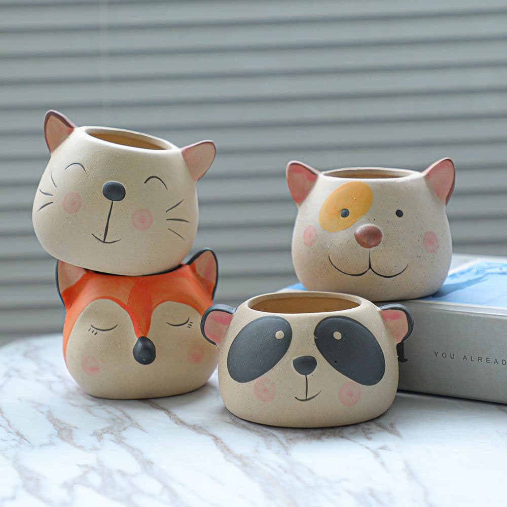 image-Ceramic Small Pot Combination Gardening Creative Office Ornaments