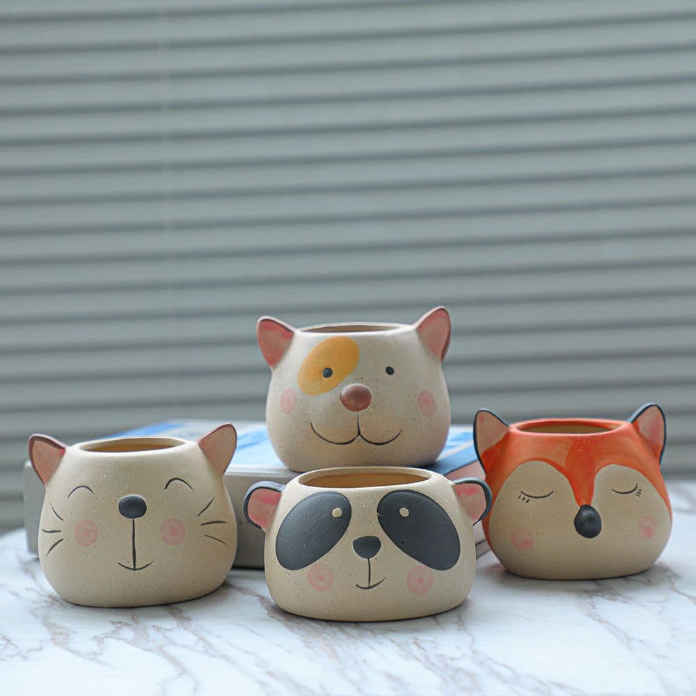 image-Ceramic Small Pot Combination Gardening Creative Office Ornaments