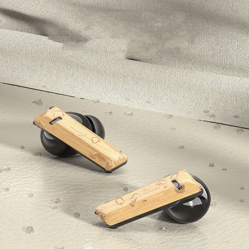 image-Wood Grain Wireless Sports In-ear Noise-canceling Low-latency Bluetooth Headphones