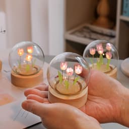 image-Artificial Tulip Flower Night Light Ornaments Handmade DIY Bedside Lamp LED Night Lamp Bedroom Decor Birthday Gifts Table Lamp