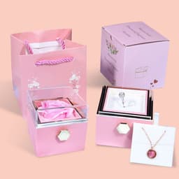 image-Rotating Soap Flower Rose Gift Box Creative Rotating Rose Jewelry Packaging Box Valentine's Day Gift For Women