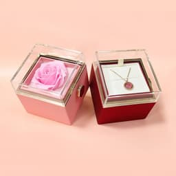 image-Rotating Soap Flower Rose Gift Box Creative Rotating Rose Jewelry Packaging Box Valentine's Day Gift For Women