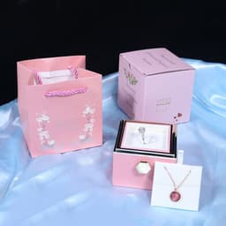 image-Rotating Soap Flower Rose Gift Box Creative Rotating Rose Jewelry Packaging Box Valentine's Day Gift For Women