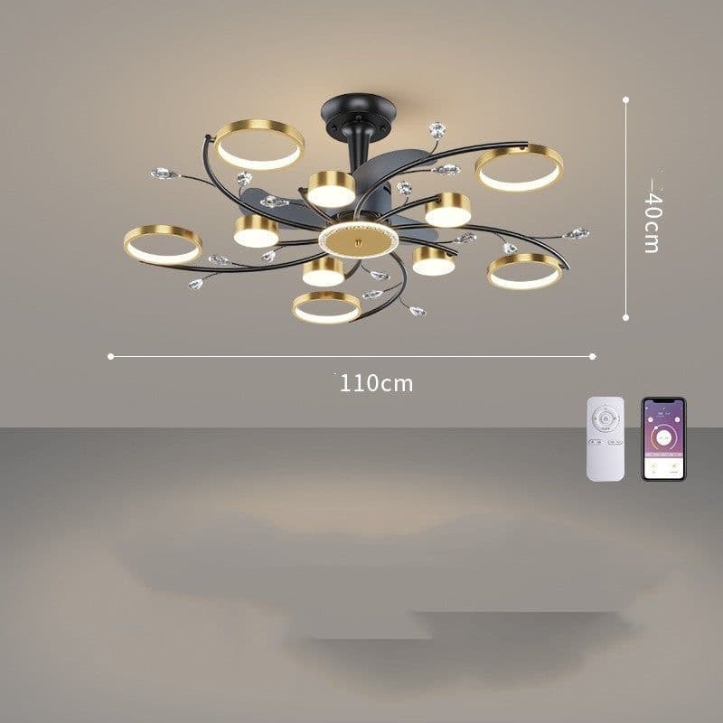 image-Living Room Nordic Luxury Intelligent APP Ceiling Fan Ceiling Light