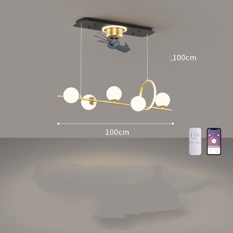 image-Living Room Nordic Luxury Intelligent APP Ceiling Fan Ceiling Light