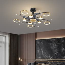 image-Living Room Nordic Luxury Intelligent APP Ceiling Fan Ceiling Light
