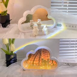 image-Tulip Night Lamp DIY Material Cloud Tulips Night Lamp Decorative Mirrors Photo Frame LED Table Lights Korean Creative Desk Bedroom Handmade Birthday Gifts