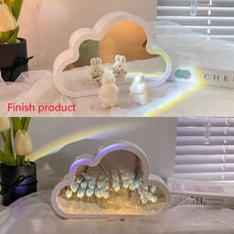 image-Tulip Night Lamp DIY Material Cloud Tulips Night Lamp Decorative Mirrors Photo Frame LED Table Lights Korean Creative Desk Bedroom Handmade Birthday Gifts