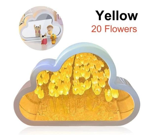 image-Tulip Night Lamp DIY Material Cloud Tulips Night Lamp Decorative Mirrors Photo Frame LED Table Lights Korean Creative Desk Bedroom Handmade Birthday Gifts
