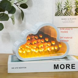 image-Tulip Night Lamp DIY Material Cloud Tulips Night Lamp Decorative Mirrors Photo Frame LED Table Lights Korean Creative Desk Bedroom Handmade Birthday Gifts