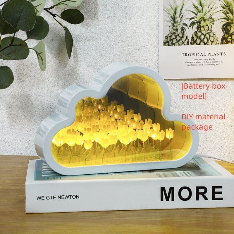 image-Tulip Night Lamp DIY Material Cloud Tulips Night Lamp Decorative Mirrors Photo Frame LED Table Lights Korean Creative Desk Bedroom Handmade Birthday Gifts