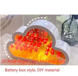 image-Tulip Night Lamp DIY Material Cloud Tulips Night Lamp Decorative Mirrors Photo Frame LED Table Lights Korean Creative Desk Bedroom Handmade Birthday Gifts