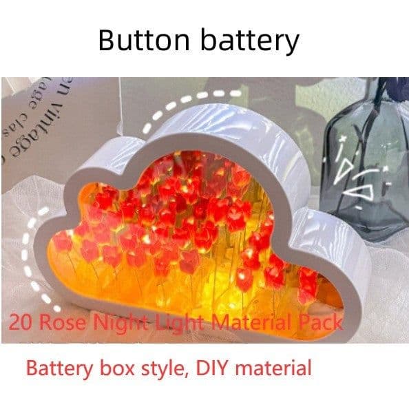 image-Tulip Night Lamp DIY Material Cloud Tulips Night Lamp Decorative Mirrors Photo Frame LED Table Lights Korean Creative Desk Bedroom Handmade Birthday Gifts