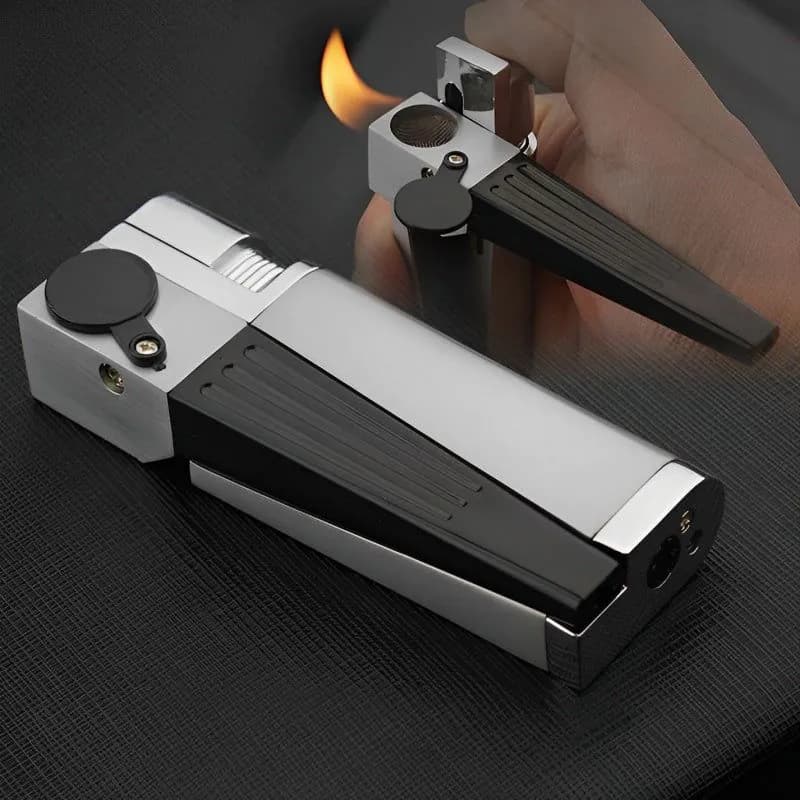 image-Encendedor Pipe Lighter Creative Foldable Metal Lighter Pipe Combination Portable Folding Pipe Lighter Smoking Men's Smoking Gadget