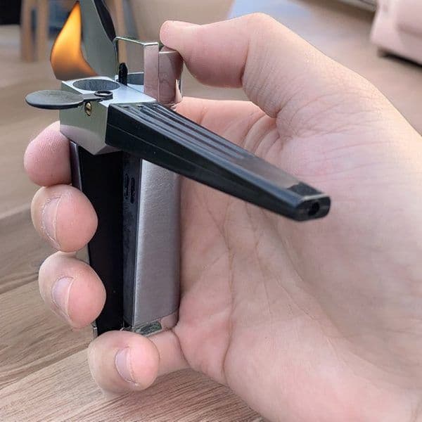 image-Encendedor Pipe Lighter Creative Foldable Metal Lighter Pipe Combination Portable Folding Pipe Lighter Smoking Men's Smoking Gadget