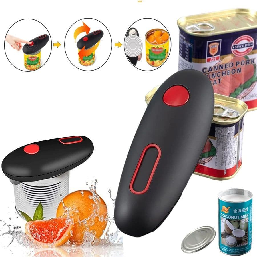 image-Electric Can Opener Automatic Jar Bottle Can Machine One Touch Portable Kitchen Hand Free Opening Opener Tool Gadgets