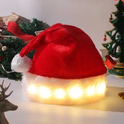 image-Christmas Hat LED Light Plush Children's Adult Christmas Decorations Christmas Supplies Luminous Santa Hat Home Decoracion