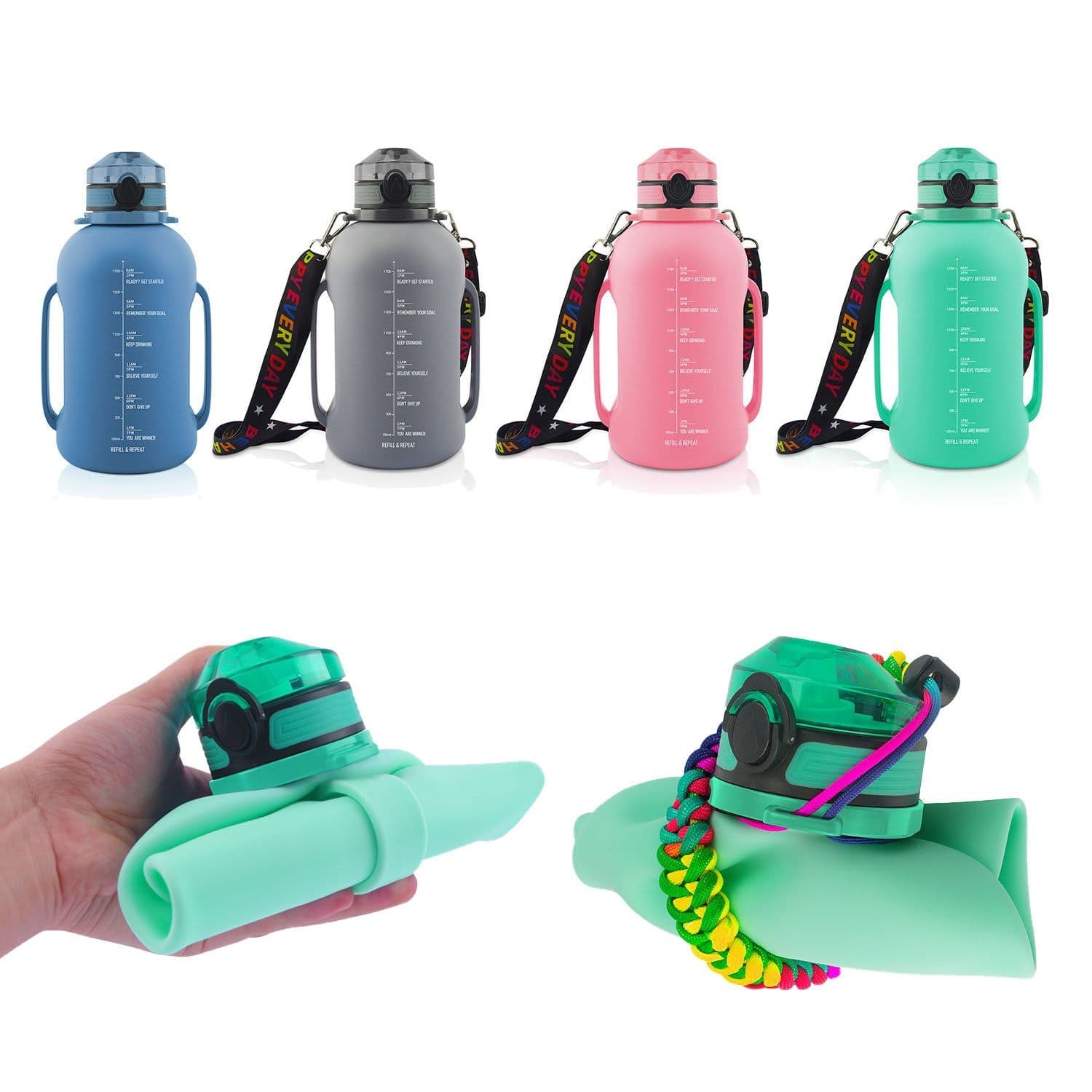 image-Large Capacity Water Cup Fitness Portable Roll Cup Food Grade Silicone Belly Cup Folding Outdoor Sports Water Bottle