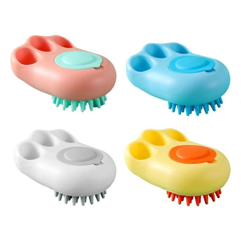 image-Durable Cat Paw Bath Brush Fine Foaming Labor-saving Cartoon Shape Pet Dog Cat Pet Hair Grooming Brush Reusable Dog Hair Comb Pet Products