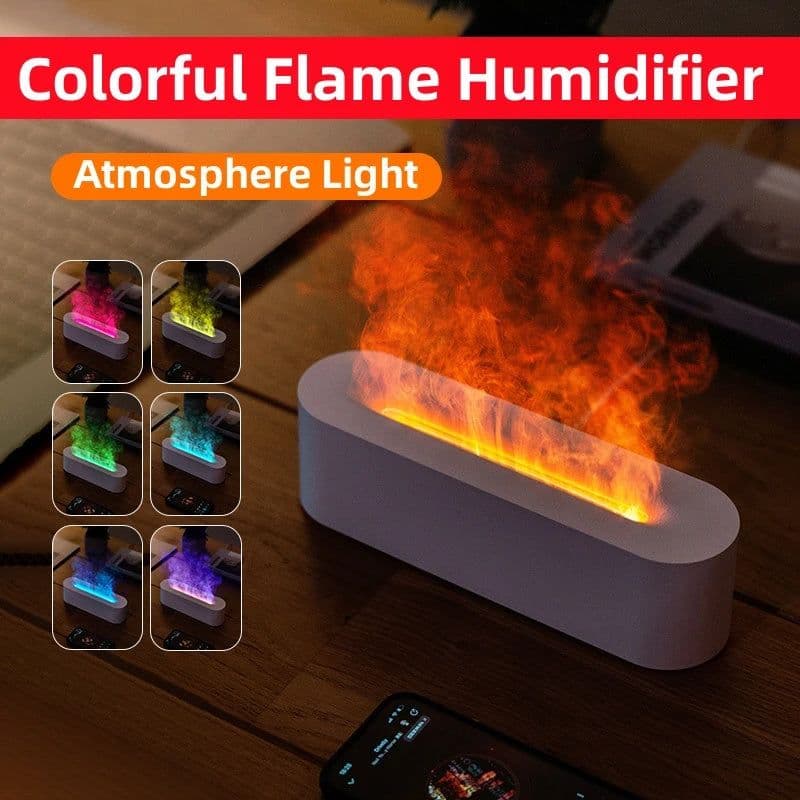 image-Flame Aroma Diffuser Air Humidifier Ultrasonic Cool Mist Maker Fogger Led Essential Oil Lamp Realistic Fire Difusor