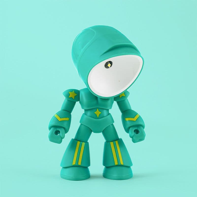 image-Cute LED Hero Table Lamp Mini Portable Cool Mecha Cute Robot Night Light Bedroom Home Decoration Kids Boys Gifts