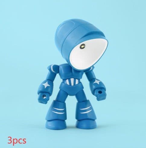 image-Cute LED Hero Table Lamp Mini Portable Cool Mecha Cute Robot Night Light Bedroom Home Decoration Kids Boys Gifts