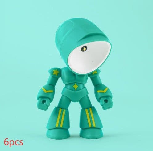 image-Cute LED Hero Table Lamp Mini Portable Cool Mecha Cute Robot Night Light Bedroom Home Decoration Kids Boys Gifts