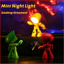 image-Cute LED Hero Table Lamp Mini Portable Cool Mecha Cute Robot Night Light Bedroom Home Decoration Kids Boys Gifts