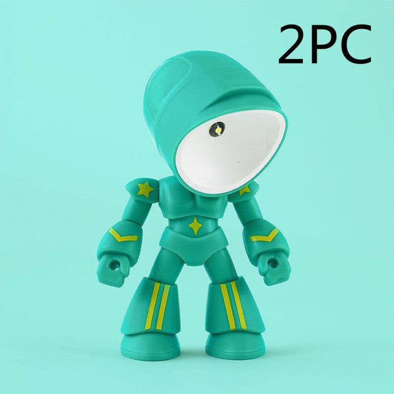 image-Cute LED Hero Table Lamp Mini Portable Cool Mecha Cute Robot Night Light Bedroom Home Decoration Kids Boys Gifts