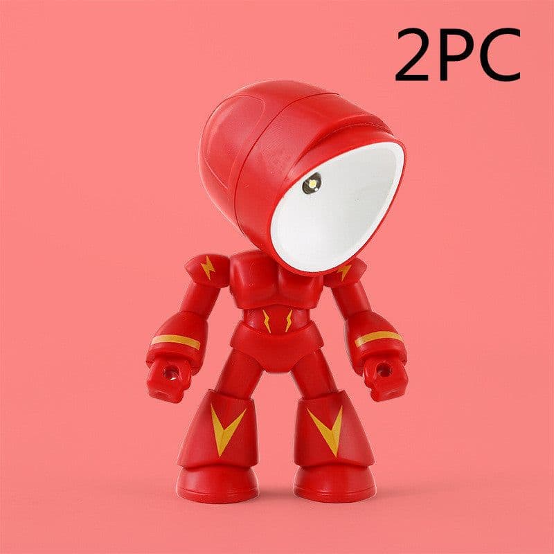 image-Cute LED Hero Table Lamp Mini Portable Cool Mecha Cute Robot Night Light Bedroom Home Decoration Kids Boys Gifts