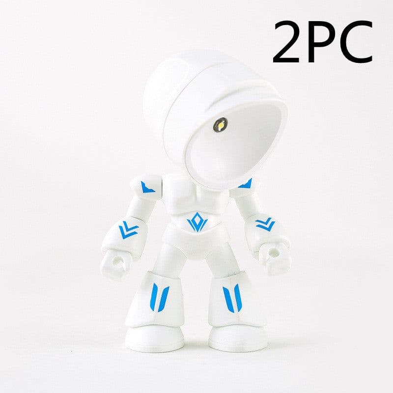image-Cute LED Hero Table Lamp Mini Portable Cool Mecha Cute Robot Night Light Bedroom Home Decoration Kids Boys Gifts
