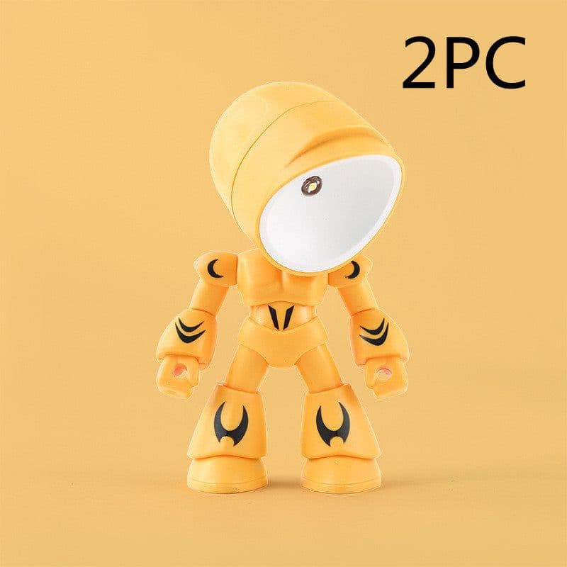 image-Cute LED Hero Table Lamp Mini Portable Cool Mecha Cute Robot Night Light Bedroom Home Decoration Kids Boys Gifts