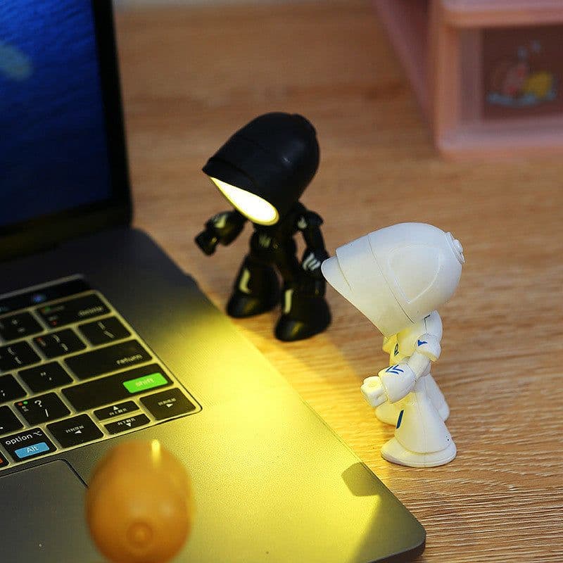 image-Cute LED Hero Table Lamp Mini Portable Cool Mecha Cute Robot Night Light Bedroom Home Decoration Kids Boys Gifts