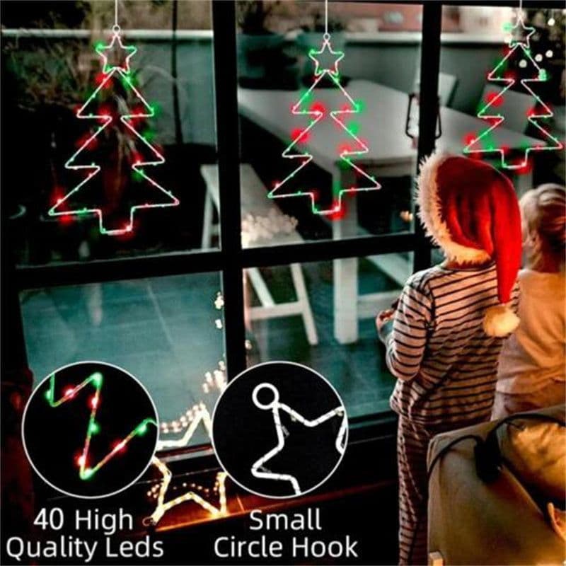 image-Wrought Iron Christmas Tree Shaped Lantern Festival LED Christmas Garland String Lights Fairy Curtain Light For Home Party Decororatios