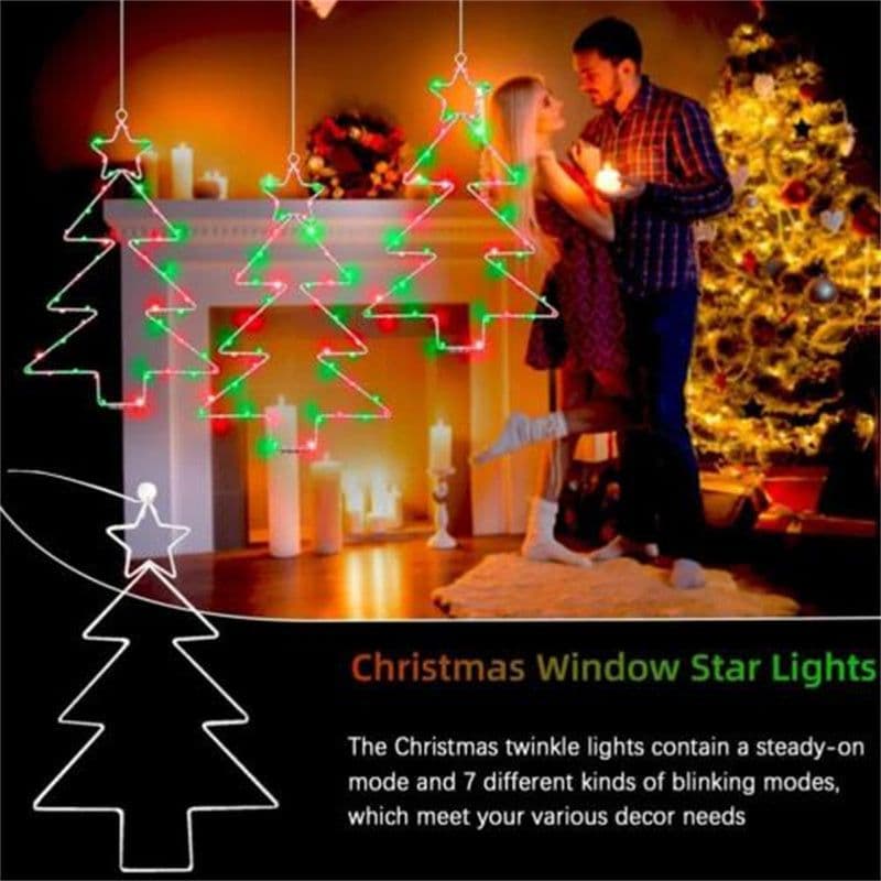 image-Wrought Iron Christmas Tree Shaped Lantern Festival LED Christmas Garland String Lights Fairy Curtain Light For Home Party Decororatios