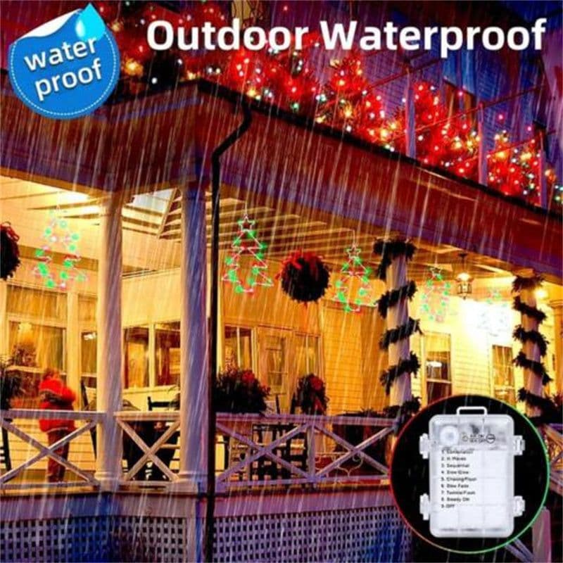 image-Wrought Iron Christmas Tree Shaped Lantern Festival LED Christmas Garland String Lights Fairy Curtain Light For Home Party Decororatios