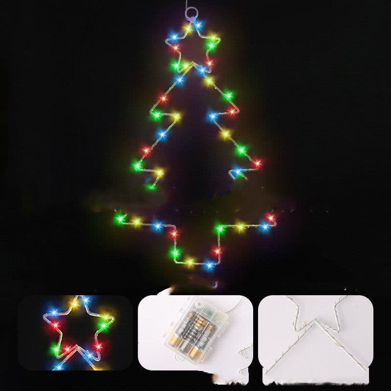 image-Wrought Iron Christmas Tree Shaped Lantern Festival LED Christmas Garland String Lights Fairy Curtain Light For Home Party Decororatios