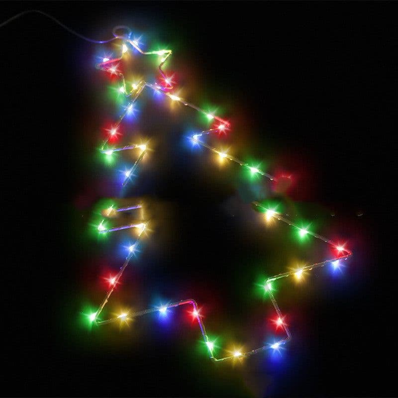 image-Wrought Iron Christmas Tree Shaped Lantern Festival LED Christmas Garland String Lights Fairy Curtain Light For Home Party Decororatios