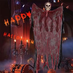 image-Halloween Hanging Ghost Pendant Dyed Blood Horror Skull Pendants For Halloween Party Patio Lawn Window House Decoration