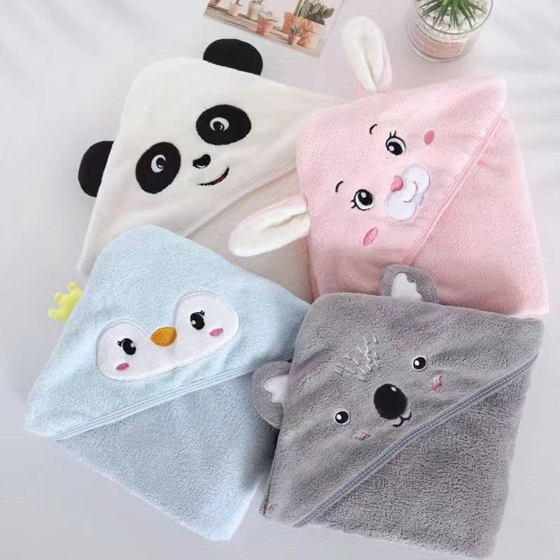 image-Coral Fleece Three-dimensional Cartoon Bath Towel Children Hoodie Cloak