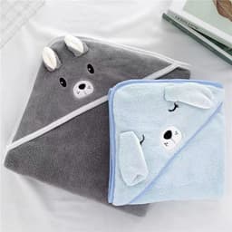 image-Coral Fleece Three-dimensional Cartoon Bath Towel Children Hoodie Cloak