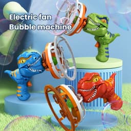 image-Fan Dinosaur Bubble Machine Bubble Blowing Toy Children's Handheld Bubble Machine New Cartoon Blowing Bubble Gun Toy Gift