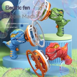 image-Fan Dinosaur Bubble Machine Bubble Blowing Toy Children's Handheld Bubble Machine New Cartoon Blowing Bubble Gun Toy Gift