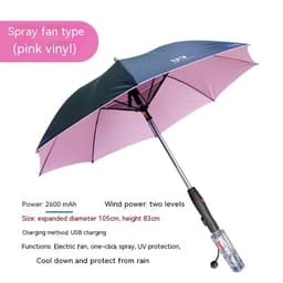 image-Cooling Spray Sun Umbrella With Fan And Sprinkler