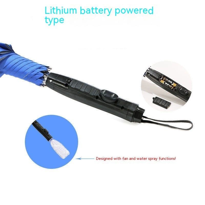 image-Cooling Spray Sun Umbrella With Fan And Sprinkler